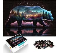 Jigsaw Puzzles for teenagers 1000 Piece Bear Wild Double Exposure Familienspaß einzigartiges Herausforderungsspiel52x38cm