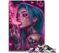 Jigsaw Puzzles for Teenagers 1000 Piece Beautiful Tattooed Girl for And 14 Years And over Interesting Stress Reduction Gifts for Friends And Family 26x38cm