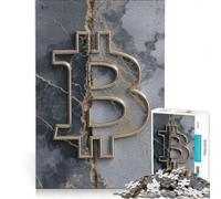Jigsaw Puzzles for Teenagers 1000 Piece Bitcoi on Cracked Marble, Educational Toy, Home Decoration, Unique Birthday And Gifts 50x75cm