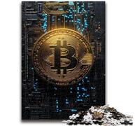 Jigsaw Puzzles for Teenagers 1000 Piece Bitcoin Logo 1000 Piece Jigsaw,Educational Games Home Decoration Suitable for Desktop Decoration (75x50cm)