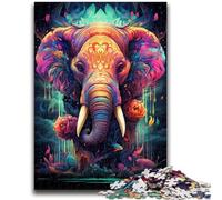 Jigsaw Puzzles for Teenagers 1000 Piece Bizarre Colorful Elephant for And from 14 Years And over Play Toys Because It Is Ideal As A Gift for The Whole Family 50x75cm