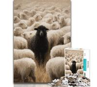 Jigsaw Puzzles for Teenagers 1000 Piece Black And White Sheep Puzzles,Family Game Stress Reliever Difficult Challenge Suitable for Couples 26x38cm
