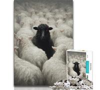 Jigsaw Puzzles for Teenagers 1000 Piece Black And White Sheep,Toys Educational Games Stress Relieving Artists Collection,Fine Art (38x26cm)