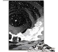 Jigsaw Puzzles for Teenagers 1000 Piece Black And White Starry Sky, for And 14 Years And over for Educational Game Challenge Toy Gift for Birthdays 50x75cm
