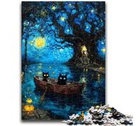 Jigsaw Puzzles for Teenagers 1000 Piece Black Cat Art 1000 Piece Jigsaw,Educational Games Home Decoration Suitable for Desktop Decoration (75x50cm)