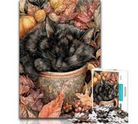 Jigsaw Puzzles for Teenagers 1000 Piece Black Cat Drinking Coffee Adult Jigsaw,Artistic Wall Decor & Birthday Gift Idea for Friends, Home Office 38x26cm