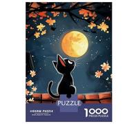 Jigsaw Puzzles for Teenagers 1000 Piece Black Cat Moonlit Night Puzzle for Adults Relax Games Perfect Decoration Unique Birthday And Xmas Gifts 70x50cm/1000pcs