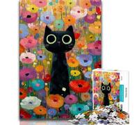 Jigsaw Puzzles for Teenagers 1000 Piece Black Cat Oil Painting Teenager Puzzles,Educational Games DIY Toys Great Gifts And Toys 26x38cm
