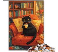 Jigsaw Puzzles for Teenagers 1000 Piece Black Cat on The Sofa Decompressing Intellectual Educational Toy Perfect Decoration (size 50x75cm)