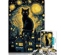 Jigsaw Puzzles for Teenagers 1000 Piece Black Cat Under The Night Sky Teenager Puzzles,Educational Games DIY Toys Great Gifts And Toys 26x38cm