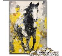 Jigsaw Puzzles for Teenagers 1000 Piece Black Golden Horse, Help The Brain Exercise Addictive Toys to Cultivate Patience Enhance Memory (Size 26x38cm)
