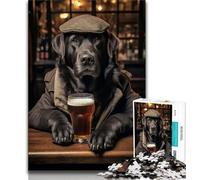 Jigsaw Puzzles for Teenagers 1000 Piece Black Labrador in The Pub,Decompressing Intellectual Educational Toy Educational Game for Birthday,Chrismas (38x26cm)