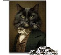 Jigsaw Puzzles for Teenagers 1000 Piece Black Noble Cat Challenging To Complete But Fun And Humorous Unique Home Decor And Gifts 26x38cm