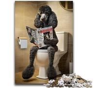 Jigsaw Puzzles for Teenagers 1000 Piece Black Poodle on The Toilet 1000 Pieces for Adults,Brain Intelligence Challenge Addictive Toys for Home Decoration (26x38cm)