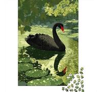 Jigsaw Puzzles for Teenagers 1000 Piece Black Swan Pond Art Print-1 Jigsaw Puzzle Relax Games Difficult Hard Fun at Home Activities, 38x26cm/1000pcs