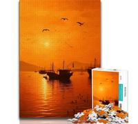 Jigsaw Puzzles for Teenagers 1000 Piece Boat at Sunset Adult Puzzles,Stress Reliever Difficult Challenge Secret Santa Gifts 38x26cm