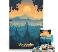 Jigsaw Puzzles for Teenagers 1000 Piece Borobudur Temple Sunset, Impossible Game, Home Art Decor, Artists' Collection, Fine Arts 38x52cm