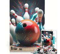 Jigsaw Puzzles for Teenagers 1000 Piece Bowling Strike Artwork, Hands-on Game, Family Activities, Great Gift for Gaming 38x26cm