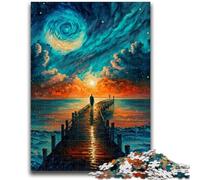 Jigsaw Puzzles for Teenagers 1000 Piece Bridge to Ocean Painting Educational Stress Relief Toy Parent-child Interaction for And Age 14 50x75cm