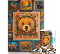 Jigsaw Puzzles for Teenagers 1000 Piece Brown Bear Collage,Stress Reliever Difficult Challenge Unique Home Decor And Gifts 75x50cm