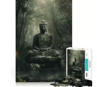 Jigsaw Puzzles for Teenagers 1000 Piece Buddha Statue in A Forest Tight Fit Piece Logic Fun Toy Quiet Fun Play Birthday Art Play (50x75cm)