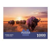 Jigsaw Puzzles for Teenagers 1000 Piece Buffalo Herd Sunset Puzzle for Adults Hands-on Game Wall Decoration Christmas Birthday Gifts 52x38cm/1000pcs