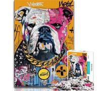 Jigsaw Puzzles for Teenagers 1000 Piece Bulldog Doodle Teenager Puzzles,Educational Games Home Decoration Suitable for Desktop Decoration 26x38cm