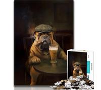 Jigsaw Puzzles for Teenagers 1000 Piece Bullmastiff Dog Smoking,learning Educational Toys Fun at Home Activities,Birthday Present,Travel Gifts (75x50cm)