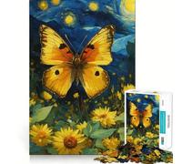 Jigsaw Puzzles for Teenagers 1000 Piece Butterfly in A Starry Night Field Tight Fit Piece Logic Fun Toy Quiet Fun Play Birthday Art Play (38x52cm)