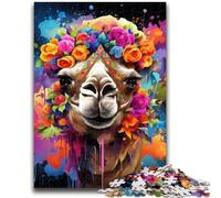 Jigsaw Puzzles for Teenagers 1000 Piece Camel Wearing Flowers Adult Puzzles,Stress Reliever Difficult Challenge Secret Santa Gifts (26x38cm)