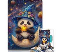 Jigsaw Puzzles for Teenagers 1000 Piece Cartoon Panda Wizard Puzzles,Family Game Stress Reliever Difficult Challenge Suitable for Couples 75x50cm