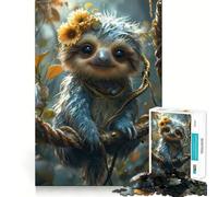 Jigsaw Puzzles for Teenagers 1000 Piece Cartoon Sloth Tight Fit Piece Logic Fun Toy Quiet Fun Play Birthday Art Play (38x26cm)