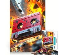 Jigsaw Puzzles for Teenagers 1000 Piece Cassette Tape Explosion Tight Fit Piece Logic Fun Toy Quiet Fun Play Birthday Art Play (38x52cm)