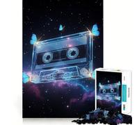 Jigsaw Puzzles for Teenagers 1000 Piece Cassette Tape with Butterflies in Space Tight Fit Piece Logic Fun Toy Quiet Fun Play Birthday Art Play (38x26cm)