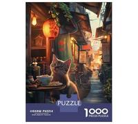 Jigsaw Puzzles for Teenagers 1000 Piece Cat Asia Ramen Village Puzzle for Adults Toy Wall Decor Difficult Challenge Fun at Home Activities, 70x50cm/1000pcs