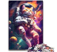 Jigsaw Puzzles for Teenagers 1000 Piece Cat Astronaut In Space Educational Family Game Wall Decoration Unique Birthday And Xmas Gifts 26x38cm