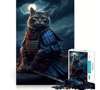 Jigsaw Puzzles for Teenagers 1000 Piece Cat Japan Samurai Tight Fit Piece Logic Fun Toy Quiet Fun Play Birthday Art Play (38x26cm)