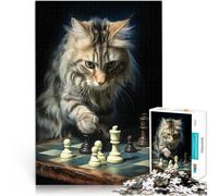 Jigsaw Puzzles for teenagers 1000 Piece Cat Loves Chess Denksportaufgabe für mit vollständig ineinander greifenden, zufällig geformten Teilen50x70cm