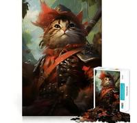 Jigsaw Puzzles for Teenagers 1000 Piece Cat Medieval Warrior Tight Fit Piece Logic Fun Toy Quiet Fun Play Birthday Art Play (38x52cm)