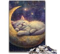 Jigsaw Puzzles for Teenagers 1000 Piece Cat on The Moon 1000 Piece Puzzle,Fun Activity for Home, Rainy Days Toys, Birthday Gifts (38x26cm)