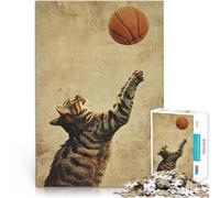 Jigsaw Puzzles for teenagers 1000 Piece Cat playing basketball Stressabbau eignet sich ideal als Geschenk für die ganze Familie75x50cm