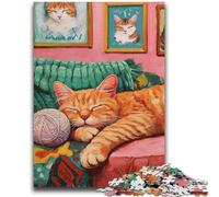 Jigsaw Puzzles for Teenagers 1000 Piece Cat Playing with Ball of Yarn Challenging Game And Family Play for Is Ideal As A Gift for The Whole Family 26x38cm