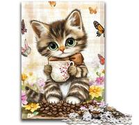 Jigsaw Puzzles for Teenagers 1000 Piece Cat Surrounded by Butterflies Educational Family Game Wall Decoration Unique Birthday And Xmas Gifts 50x75cm