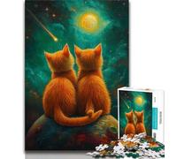 Jigsaw Puzzles for Teenagers 1000 Piece Cat Under Night Sky,Help The Brain Exercise Addictive Toys to Cultivate Patience Gift For Birthdays (75x50cm)