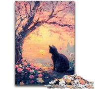 Jigsaw Puzzles for Teenagers 1000 Piece Cat Under The Cherry Blossoms Educational Family Game Wall Decoration Unique Birthday And Xmas Gifts 26x38cm