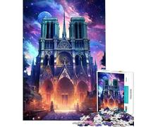 Jigsaw Puzzles for Teenagers 1000 Piece Cathedral Notre Dame Paris Jigsaw for Adults Brain Teaser Game Perfect Decoration Fun Activities at Home (Size 38x26cm)