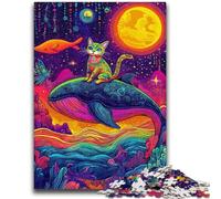 Jigsaw Puzzles for Teenagers 1000 Piece Cats And Whales Adult Puzzles,Staycation Kill Time with Matching Poster And Trivia Sheet (50x75cm)