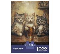 Jigsaw Puzzles for Teenagers 1000 Piece Cats at The Bar Puzzles for Adults Toy Wall Decor A Work of Art Unique Birthday And Xmas Gifts 38x26cm/1000pcs