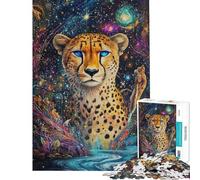 Jigsaw Puzzles for Teenagers 1000 Piece Cheetah in Cosmos 1000 Jigsaw Puzzle Educational Games Birthday Gifts For Family Fun (Size 50x75cm)