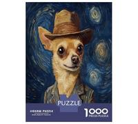 Jigsaw Puzzles for Teenagers 1000 Piece Chihuahua in Starry Night Teenager Puzzles Family Game Improve Memory Christmas Birthday Gifts 38x26cm/1000pcs